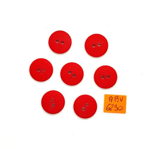 7 boutons en résine rouge - 18mm - abv6230