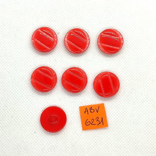 7 boutons en résine rouge - 18mm - abv6231