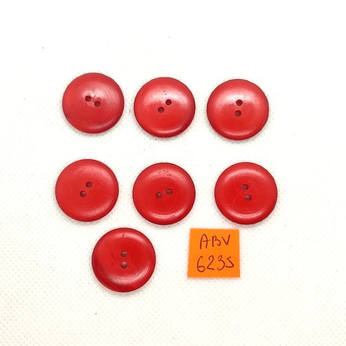 7 boutons en résine rouge - 22mm - abv6235