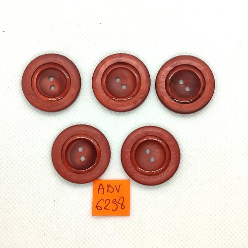 5 boutons en résine marron - 27mm - abv6238