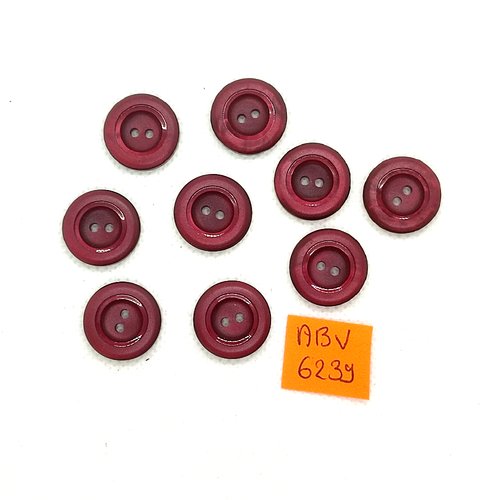 9 boutons en résine bordeaux - 18mm - abv6239