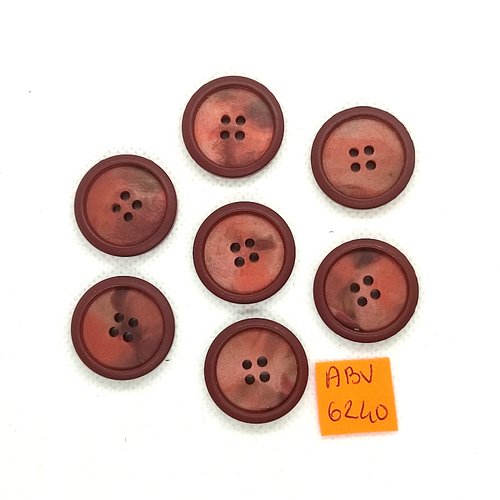 7 boutons en résine marron - 23mm - abv6240