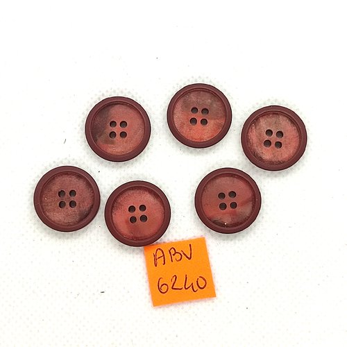 6 boutons en résine marron - 18mm - abv6240