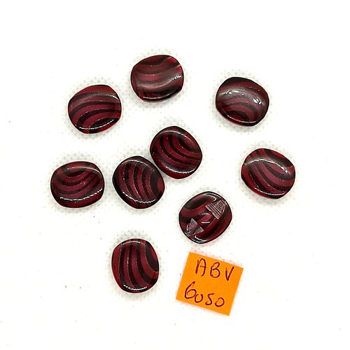 9 boutons en résine marron - 13x15mm - abv6050