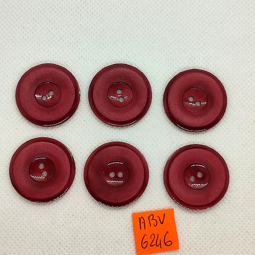 6 boutons en résine bordeaux - 27mm - abv6246