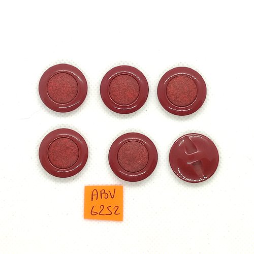 6 boutons en résine bordeaux - 22mm - abv6252
