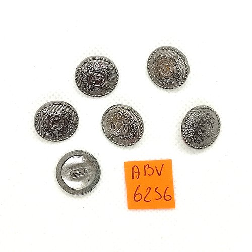 6 boutons en métal argenté - 15mm - abv6256