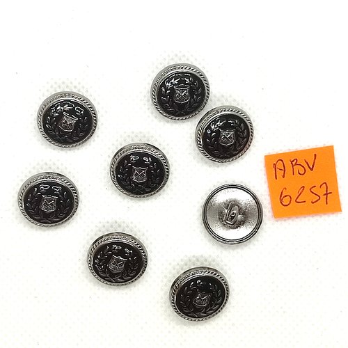 6 boutons en métal argenté - 15mm - abv6257