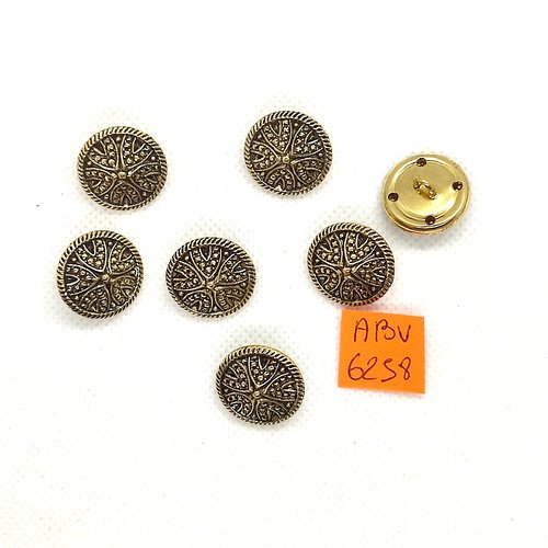 7 boutons en métal doré - 18mm - abv6258