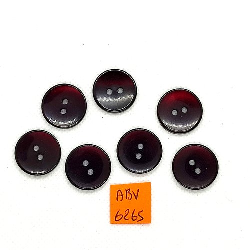 7 boutons en résine noir avec reflet bordeaux - 18mm - abv6265