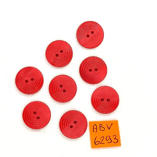 8 boutons en résine rouge - 22mm - abv6293