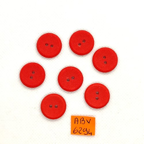 7 boutons en résine rouge - 18mm - abv6294