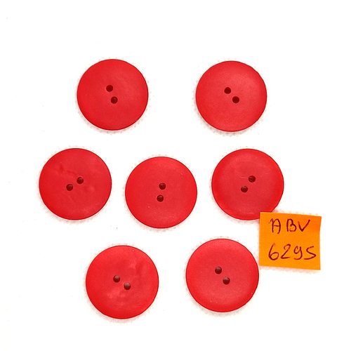 7 boutons en résine rouge - 22mm - abv6295