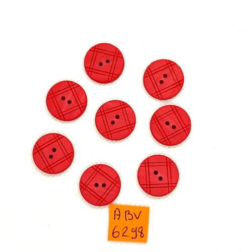 7 boutons en résine rouge - 18mm - abv6298