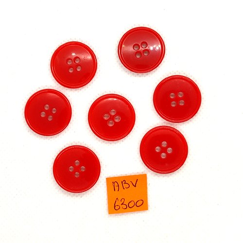 7 boutons en résine rouge - 20mm - abv6300