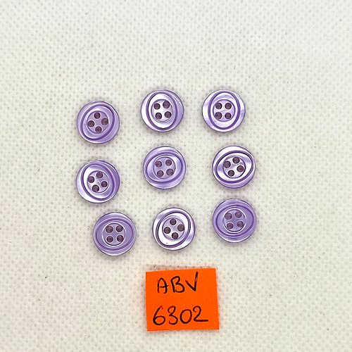 9 boutons en résine mauve - 11mm - abv6302