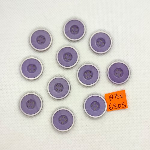 11 boutons en résine mauve et blanc - 18mm - abv6305