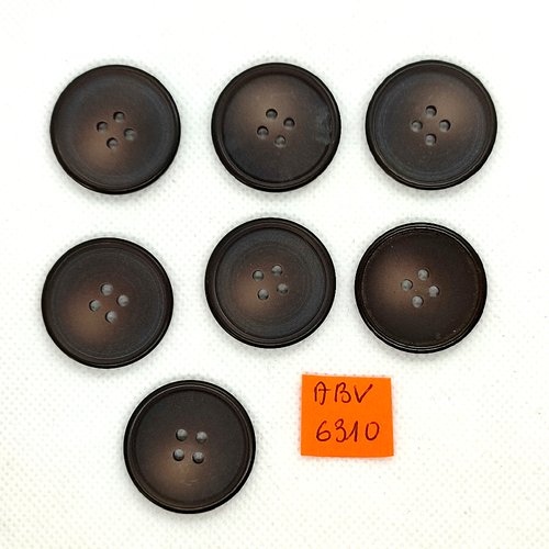 7 boutons en résine marron - 27mm - abv6310