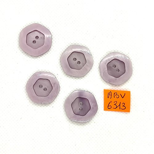 5 boutons en résine mauve - 21mm - abv6313