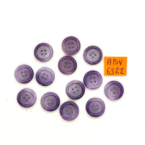 13 boutons en résine mauve dégradé - 14mm - abv6322