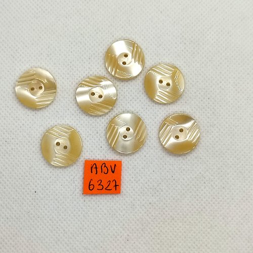 7 boutons en résine beige - 17mm - abv6327