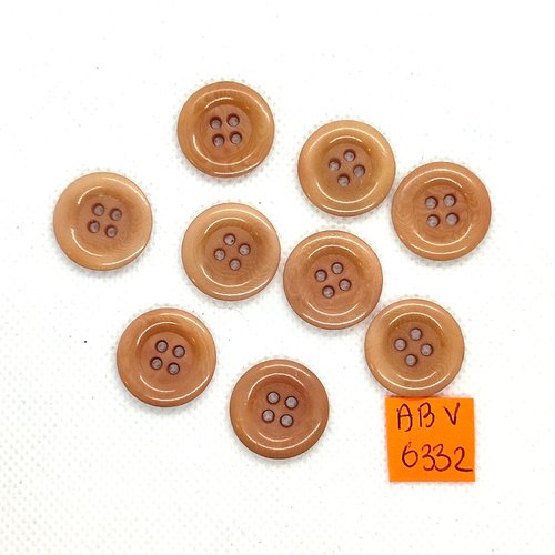 9 boutons en résine marron clair - 18mm - abv6332