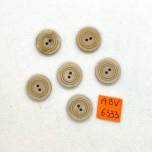 6 boutons en résine beige/gris - 17mm - abv6333