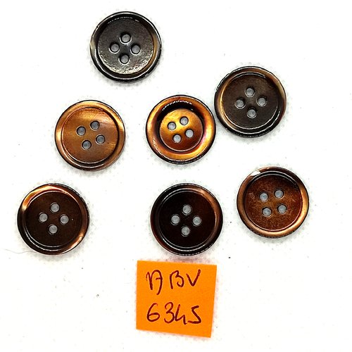 7 boutons en nacre marron - 17mm - abv6345