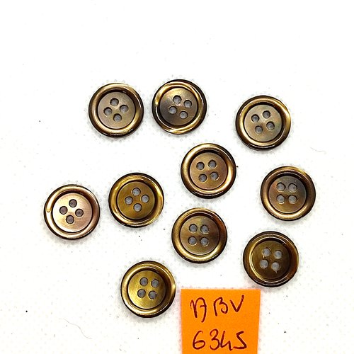 10 boutons en nacre marron - 13mm - abv6345