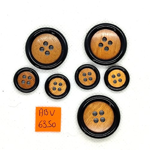 7 boutons en résine marron - 26mm et 15mm - abv6350