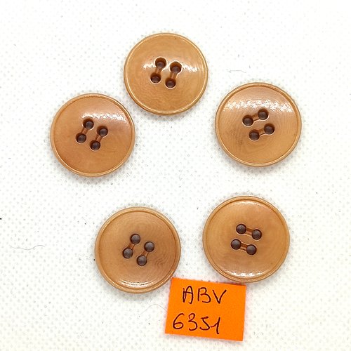 5 boutons en résine beige - 22mm - abv6351