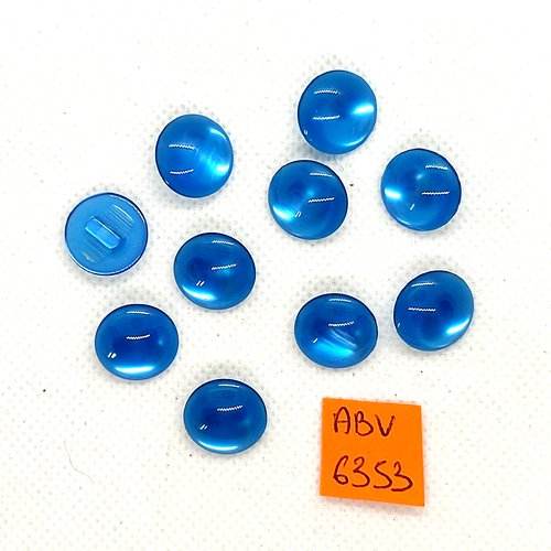 10 boutons en résine bleu - 14mm - abv6353