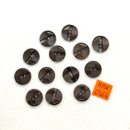 13 boutons en résine marron foncé - 15mm - abv6364
