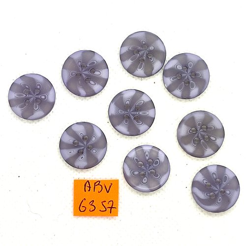 9 boutons en résine gris - 19mm - abv6357
