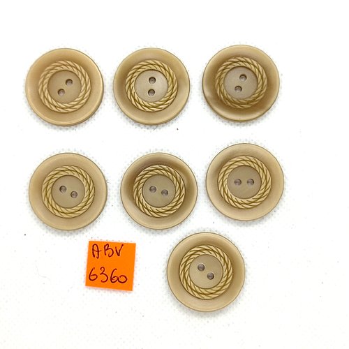 7 boutons en résine beige - 26mm - abv6360