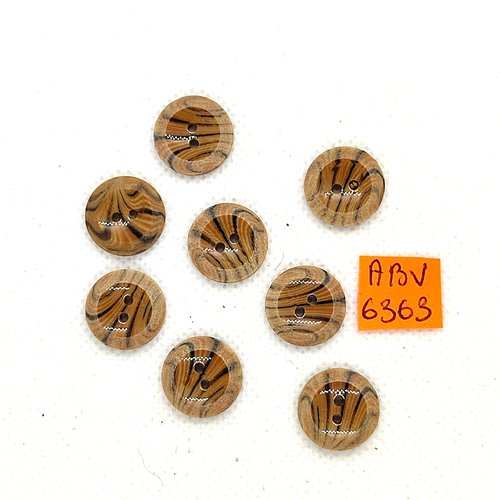 8 boutons en résine marron - 15mm - abv6363