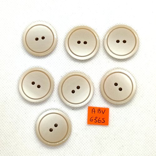 7 boutons en résine crème - 27mm - abv6365