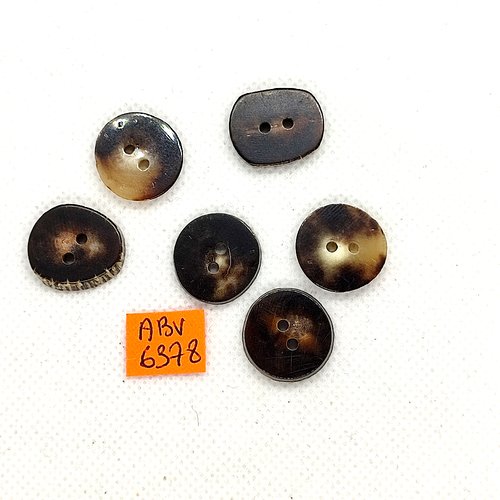 6 boutons en résine marron/beige - entre 17mm et 18mm - abv6378