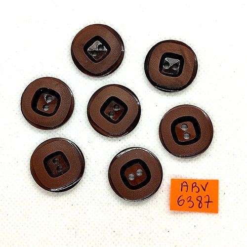 7 boutons en résine marron - 21mm - abv6387