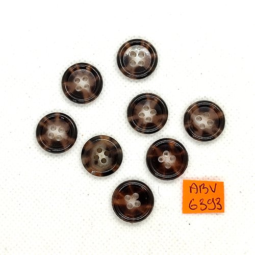 8 boutons en résine marron - 15mm - abv6393