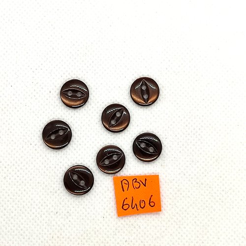 7 boutons en résine marron - 11mm - abv6406
