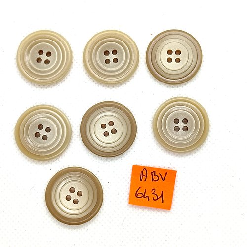 7 boutons en résine beige - 23mm - abv6431