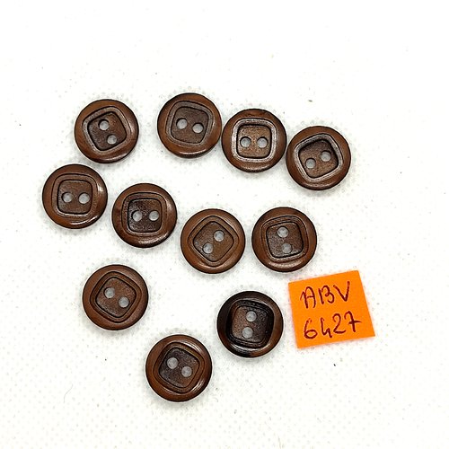 11 boutons en résine marron - 14mm - abv6427