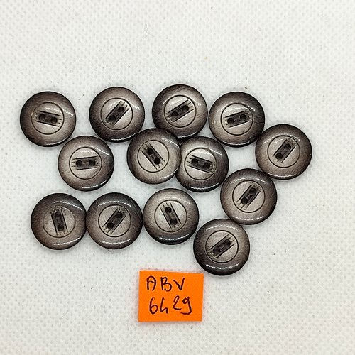 13 boutons en résine gris - 15mm - abv6429