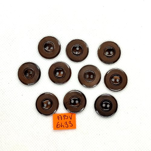10 boutons en résine marron - 17mm - abv6433