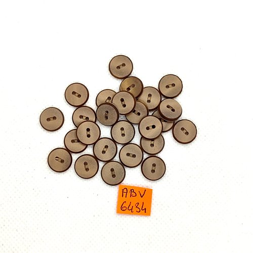 25 boutons en résine marron/taupe - 11mm - abv6434