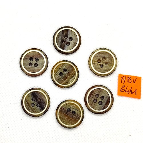 7 boutons en résine vert/marron - 19mm - abv6441