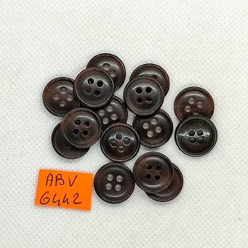 15 boutons en résine marron - 15mm - abv6442