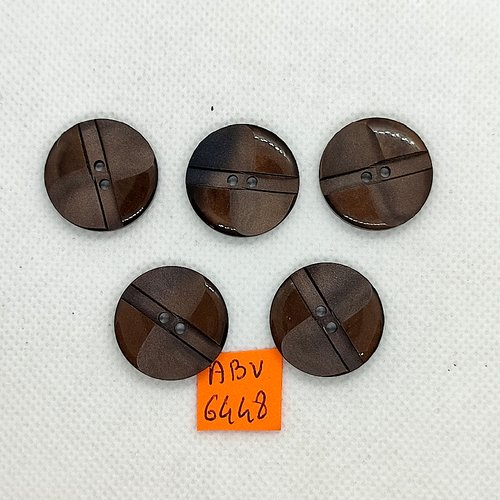 5 boutons en résine marron - 23mm - abv6448