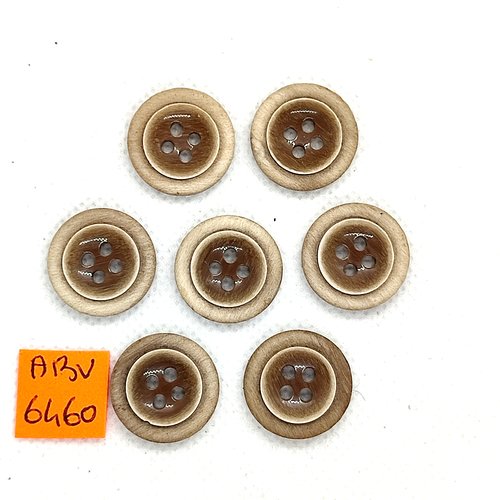 7 boutons en résine marron et beige - 18mm - abv6460
